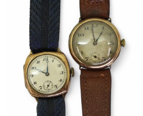 A 9ct gold vintage Rolex watch hallmarked with Glasgow import marks for 1928, both movement and dial signed Rolex, diameter o