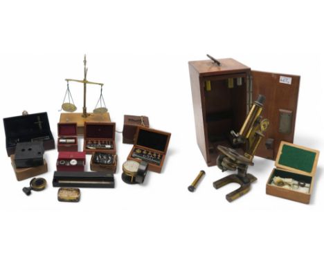 Measuring instruments, to include a Velocity in Feet meter by the Cambridge Scientific Instrument Co., no. 8539, in leather c