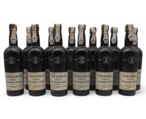TAYLORS 1966 VINTAGE PORT bottled in Oporto 1968 by Taylor Fladgate &amp; Yeatman, 12 bottles in a previously unopened crate 