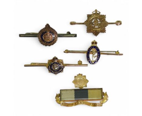 A 9ct gold Army Service Corps sweetheart brooch, housing a medal ribbon (possibly for the Royal Niger Company's Medal) behind