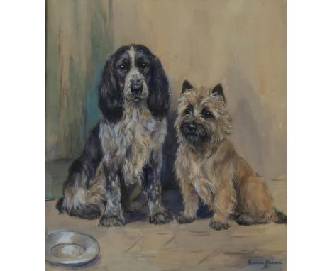 MARION RODGER HAMILTON HARVEY (SCOTTISH 1886-1971) &nbsp;COCKER SPANIEL AND CAIRN TERRIER &nbsp;Mixed media on paper, signed 