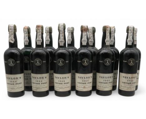 TAYLORS 1966 VINTAGE PORT bottled in Oporto 1968 by Taylor Fladgate &amp; Yeatman, 12 bottles in a previously unopened crate 