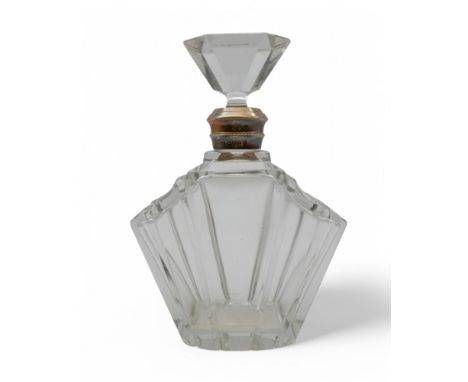 A silver-collared Art Deco decanter, by Walker &amp; Hall, Chester 1938, the bdoy of fan form Condition Report:Available upon