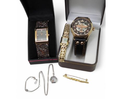 A Clogau silver and gold 'Natures Wonder Bee Pendant', a Bradford Exchange skeleton watch celebrating 75 years of the Spitfir