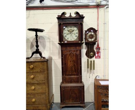 John Wignall, Ormskirk, mahogany cased longcase clock with painted moon phase dial, working at lotting but second hand does n