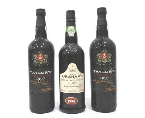 THREE BOTTLES OF LATE BOTTLED VINTAGE PORTcomprising two bottles of Taylor's Late Bottled Vintage Port 1997, 75cl, 20% abv; t