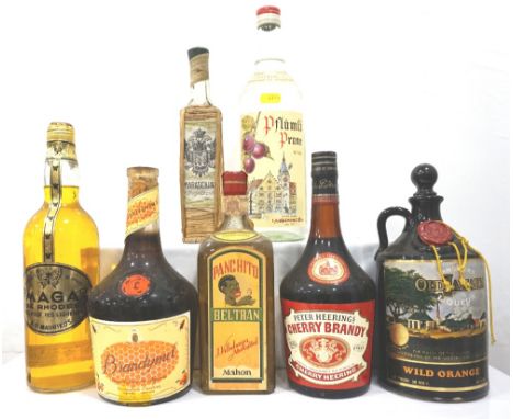 SELECTION OF SEVEN BOTTLES OF VINTAGE LIQUEURSA selection of vintage bottles, comprising: SANGSTER'S OLD JAMAICA WILD ORANGE 