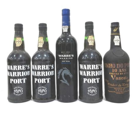 SELECTION OF FIVE BOTTLES OF PORTA nice selection of five bottles of Port, comprising: three Warre's Warrior Vintage Characte