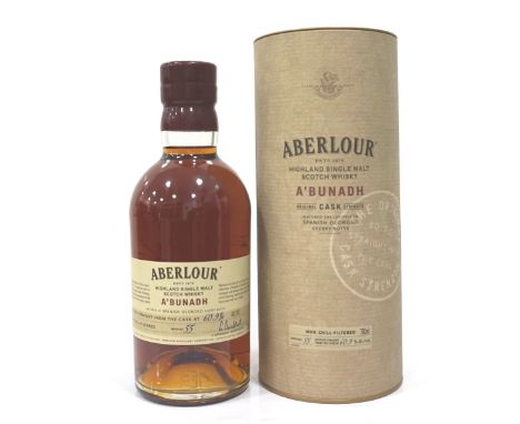 ABERLOUR A'BUNADH - BATCH 55A bottle of the ever popular Aberlour A'bunadh Single Malt Scotch Whisky.  70cl.  60.9% abv.  Bat