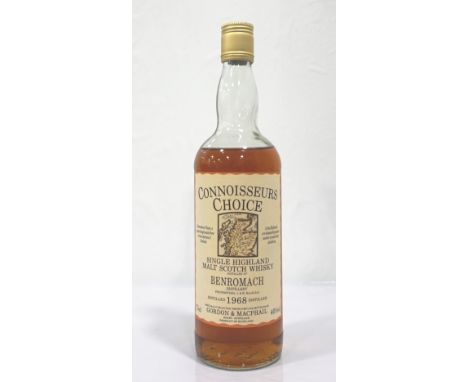 BENROMACH 1968 CONNOISSEURS CHOICEAn older bottle from Gordon & MacPhail of the Benromach 1968 Vintage Single Malt Scotch Whi