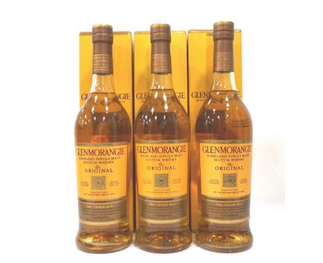 THREE GLENMORANGIE 10YOThree bottles of Glenmorangie 10 Year Old Single Malt Scotch Whisky.  70cl.  40% abv.  All with fill l