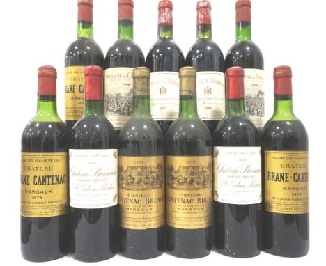 SELECTION OF ELEVEN BOTTLES OF VINTAGE BORDEAUXcomprising: three Chateau Brane-Cantenac Margaux 1978 Vintage (1 bottle bottom