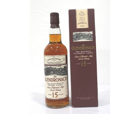 GLENDRONACH 15YOA nice older bottling of the Glendronach 15 Year Old Single Malt Scotch Whisky.  70cl.  40% abv.  100% mature
