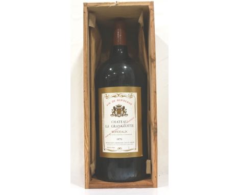 CHATEAU LA GRANGEOTTE 1979 VINTAGEAn extremely large bottle of Chateau La Grangeotte 1979 Vintage Bordeaux wine.  5 Litres.  