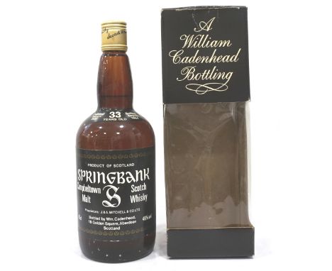 SPRINGBANK 33YO - 1951An extremely rare bottle of Springbank 33 Year Old Single Malt Scotch Whisky from Wm. Cadenhead.  75cl.