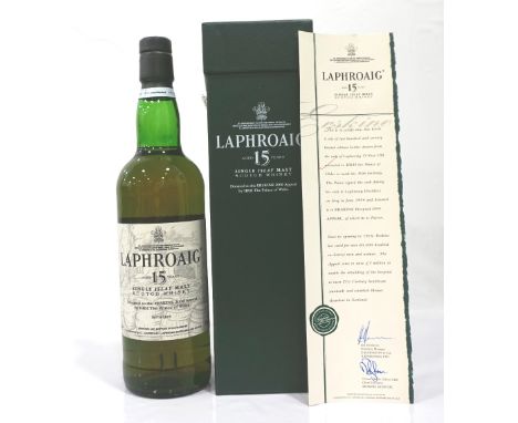 LAPHROAIG 15YO ERSKINE 2000 APPEALDrawn from a cask presented to the Prince of Wales on his 50th birthday which he signed and
