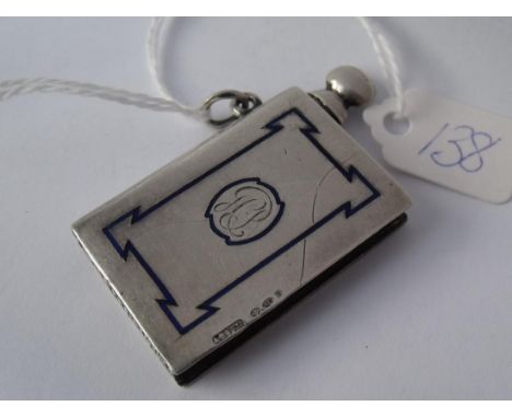 An unusual silver & blue enamel lighter in  the form of a book 4cm long      