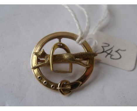 15ct gold circular hunting brooch 5g     