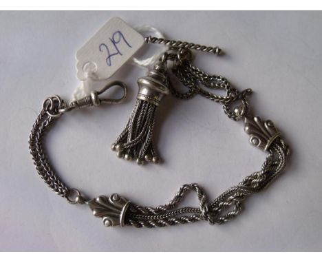 Fancy silver tasseled Albert chain 14g