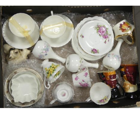 A mixed collection of items to include Aynsley cups and saucers, Wedgwood Angela bud vases, Royal Albert Tranquillity cup, et