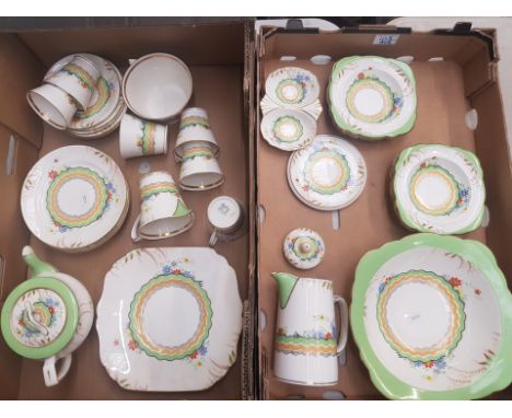 Art Deco Collingwoods pattern 7612 tea and dinner ware to include 6 cups, 6 saucers, 6 side plates, i bread and butter plate,