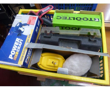 Parkside Cordless Screwdriver, Electric Spray Gun, Tool Tec Heat Gun and a Halfords Car Polisher (4) 