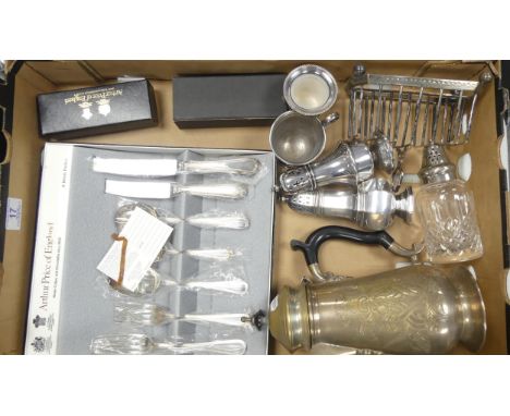 A Mixed Collection of Silver Plated Items to include Arthur Price of England Cutlery, Sugar Sifters, Toast Rack, Crystal Sift