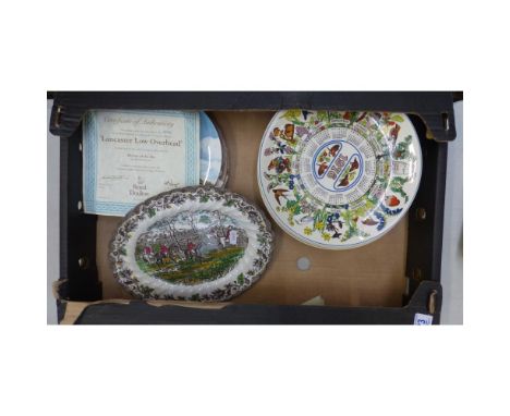 A Collection of Wedgwood Year Plates together with Military Plane Wall Plates and Myotts Country Life Hunting Oval Plate (1 T