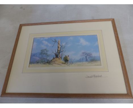 David Shepherd (1931-2017) Signed Print of Rhinoceros in wild setting. Signed lower right to mount. Incl. frame Height: 40cm 