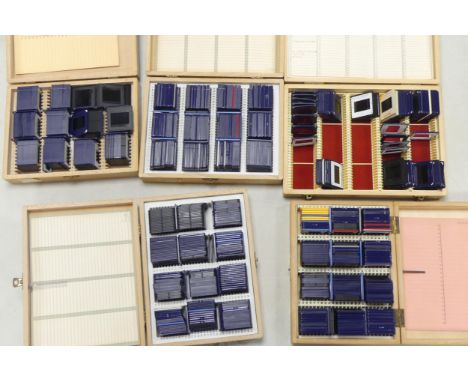 Five boxed collections of photography slides in quality made boxes to include boxes labelled aircraft, trentham park, astrono