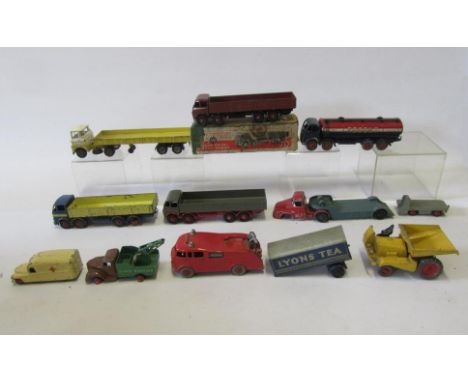 Ten mainly commercial Dinky models including Regent Tanker and two Foden eight wheel wagons (one boxed), and two other vehicl
