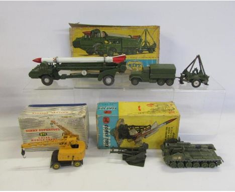 G.S.9 Corporal Guided Missile Erector Vehicle, Launcher and Tow Truck, box AF, G, Corgi box 1108 with Dinky Mobile Gun, and D
