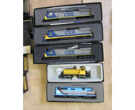 Five Bachmann Spectrum American diesel locomotives including three Dash 9-40C, GE70 and F40 PH, all items boxed, G-E (Est. pl