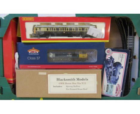 Three locomotives comprising Bachmann L.N.E.R. V3, Class 37 Bony Y Bermo, and W.R. (B.R.) E.M.U., a Blacksmith Models G.W.R. 