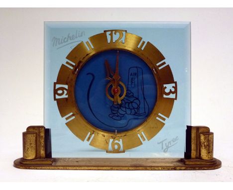 A Rare Michelin Tyres Presentation Clock  A striking and most-unusual c1920/30s electric mantle/office clock, featuring a pie