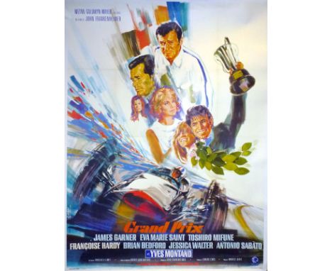 Grand Prix' Movie Poster  One of the most-sought after large-format movie posters, features superb pictorials of a stylized r