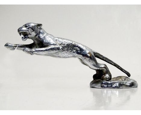 A Rare Jaguar 'Leaping Cat' Mascot fitted to SS100 Models  Marked 'Desmo' and 'Copyright'. Some wear to the original plating.