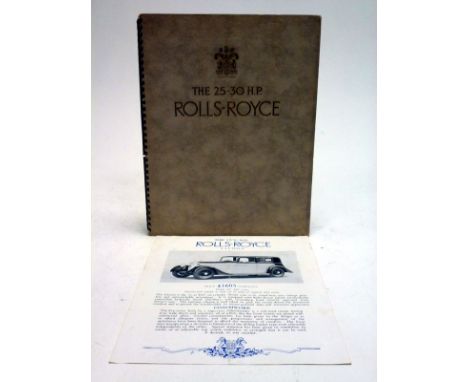 Rolls-Royce 25-30HP Sales Brochure  Well illustrated, together with a sales leaflet advertising the same model. Both offered 