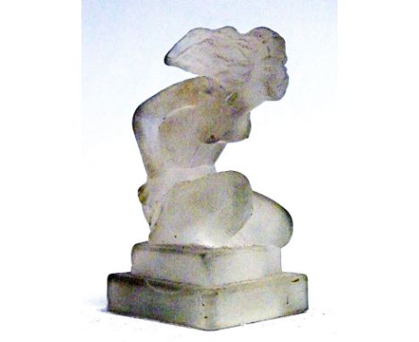 Kneeling Nude' Glass Accessory Mascot by Red Ashay, c1920s  Features hollow base area for illumination by a lightbulb. Some l
