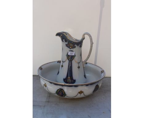 A BUXTON CERAMIC WATER JUG AND WASHBOWL 