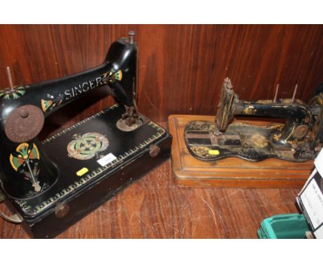 TWO VINTAGE SINGER SEWING MACHINES 