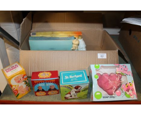A BOX OF VINTAGE COLLECTABLE SOAPS 