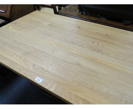 A MODERN LIGHT OAK TRESTLE TYPE TABLE H-75 W-80 L-135 CM