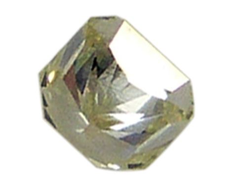 A silver mounted cut corner square modified brilliant cut diamond ring, claw set with a 0.35ct stone of Natural Fancy Light Y