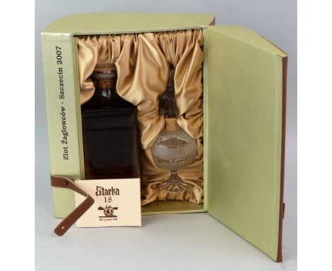 Starka 18 year old, vodka, limited edition presentation 907, bottled 2007, decanter, glass, certificate, case.