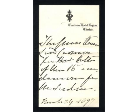 VICTORIA: (1819-1901) Queen of the United Kingdom Great Britain & Ireland 1837-1901. A.L.S., The Queen, in the third person, 