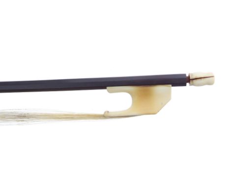 English ivory mounted baroque bow probably by Arthur Bultitude, unstamped, with octagonal and three-quarter length fluted sti