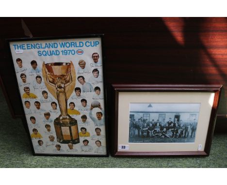 Framed The England World Cup Squad 1970 Esso print and a Framed Photographic Print Arsenal 1890 