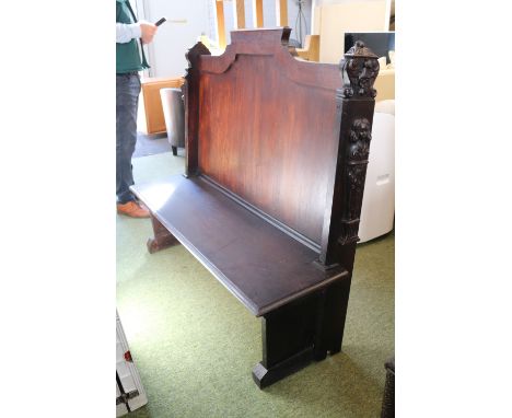 Good quality Arched back Pew with applied 19thC Carvings