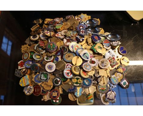 Good collection of assorted Indoor bowls Club Badges to include Enamel and Souvenir spoons 